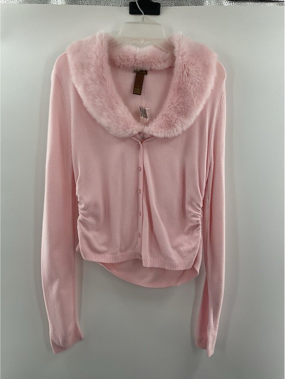 Copper key women’s large light pink sweater with attached neck line 091